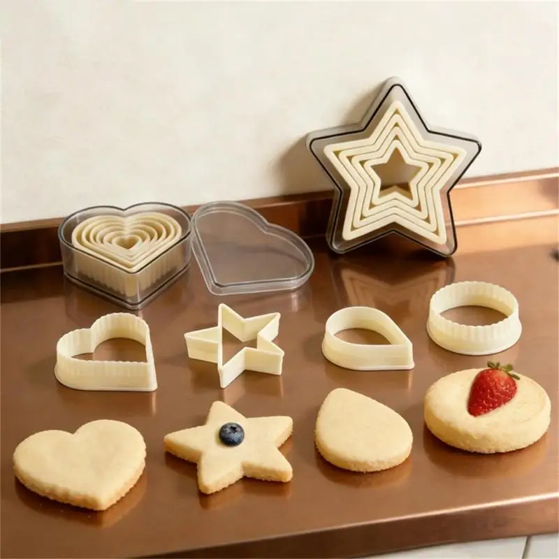 QX2E Durable Plastic Geometric Biscuit Cutters For Baking With Kids And Family