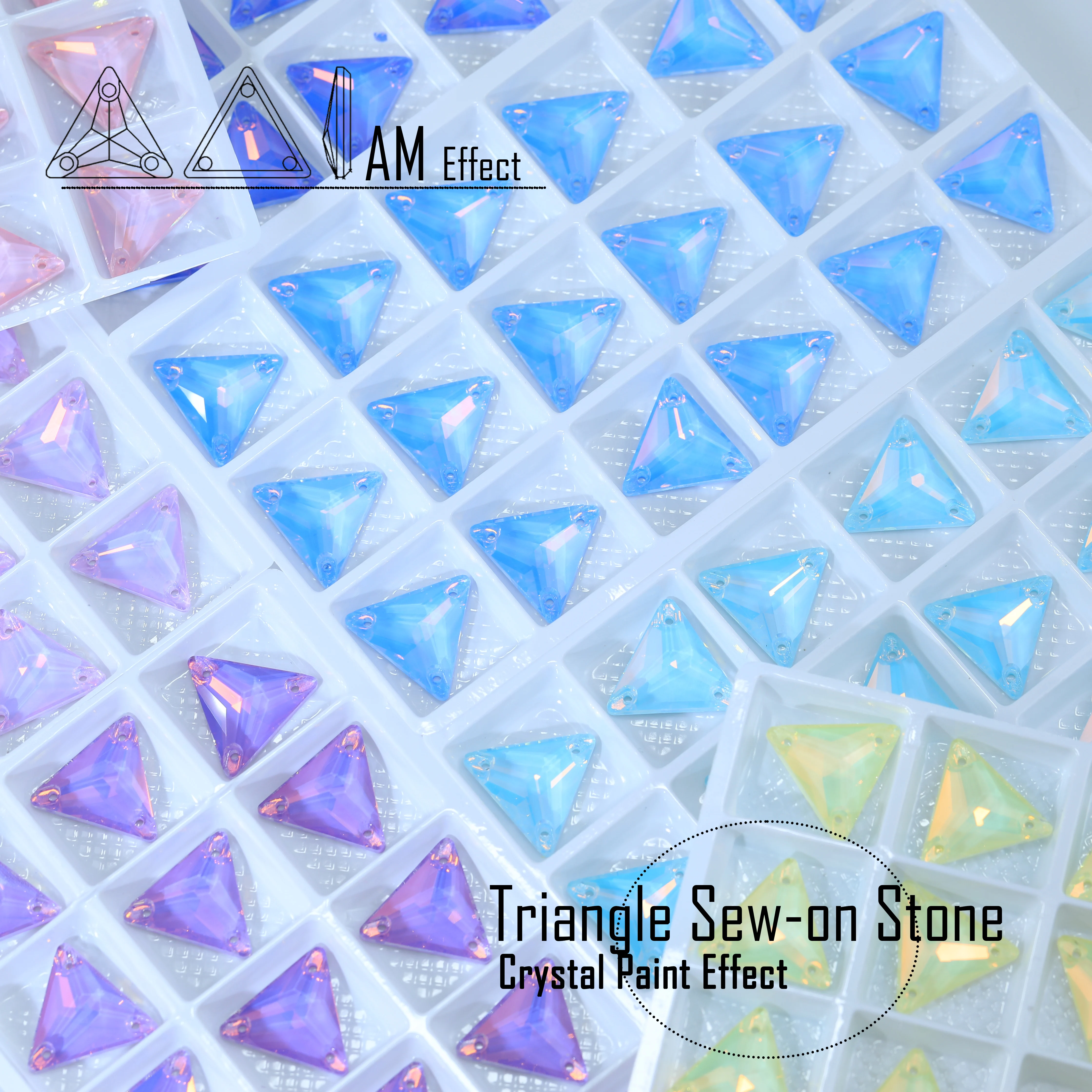 Premium Triangle Sew-on Rhinestones with AM Effect | Sparkling Gemstones for Garments Bags Shoes | Shiny Crystal Embellishments
