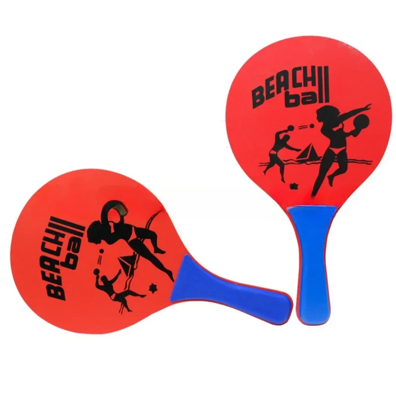 1 Pair Wooden Beach Game Bat Badminton Racket Cartoon Plastic Handle Outdoor Game Beach Party Pickleball Racquet For Beginner