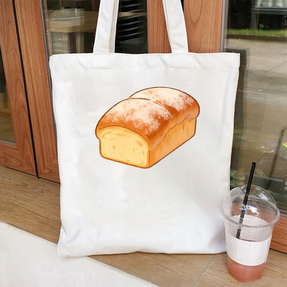 

Loaf Of Bread Canvas Tote Bag Bakery Print Shoulder Bag