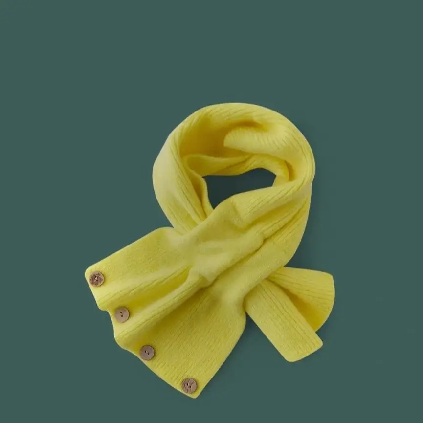 Autumn and Winter Cross Knitted Scarf Short Women's Scarf Korean Edition Color blocked Scarf Winter Warm Button Neck Cover