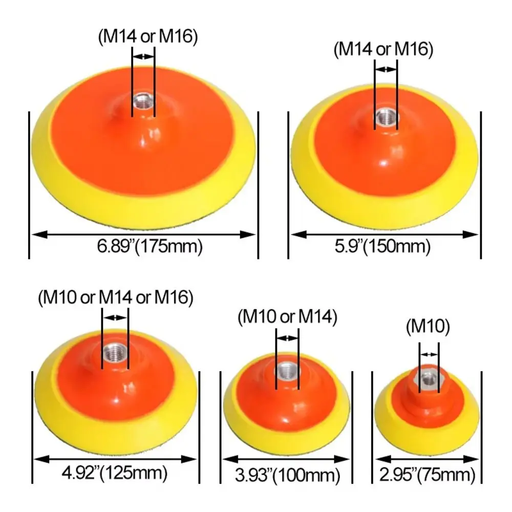1Pcs 2-7 Inch Universal Backing Plate Plastic And Metal M10 M14 M16 Thread Rotary Backing Pad Hook And Loop Fastener