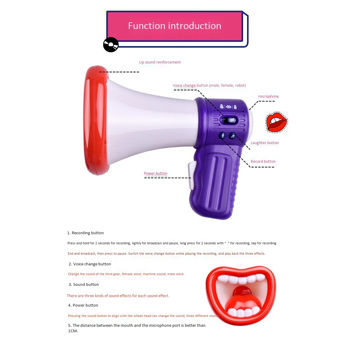 T35C Mini Funny Vocal Toys Voice Changer Loudspeaker Recording Gift Three Sound Effects Variable Sound for Children Kids
