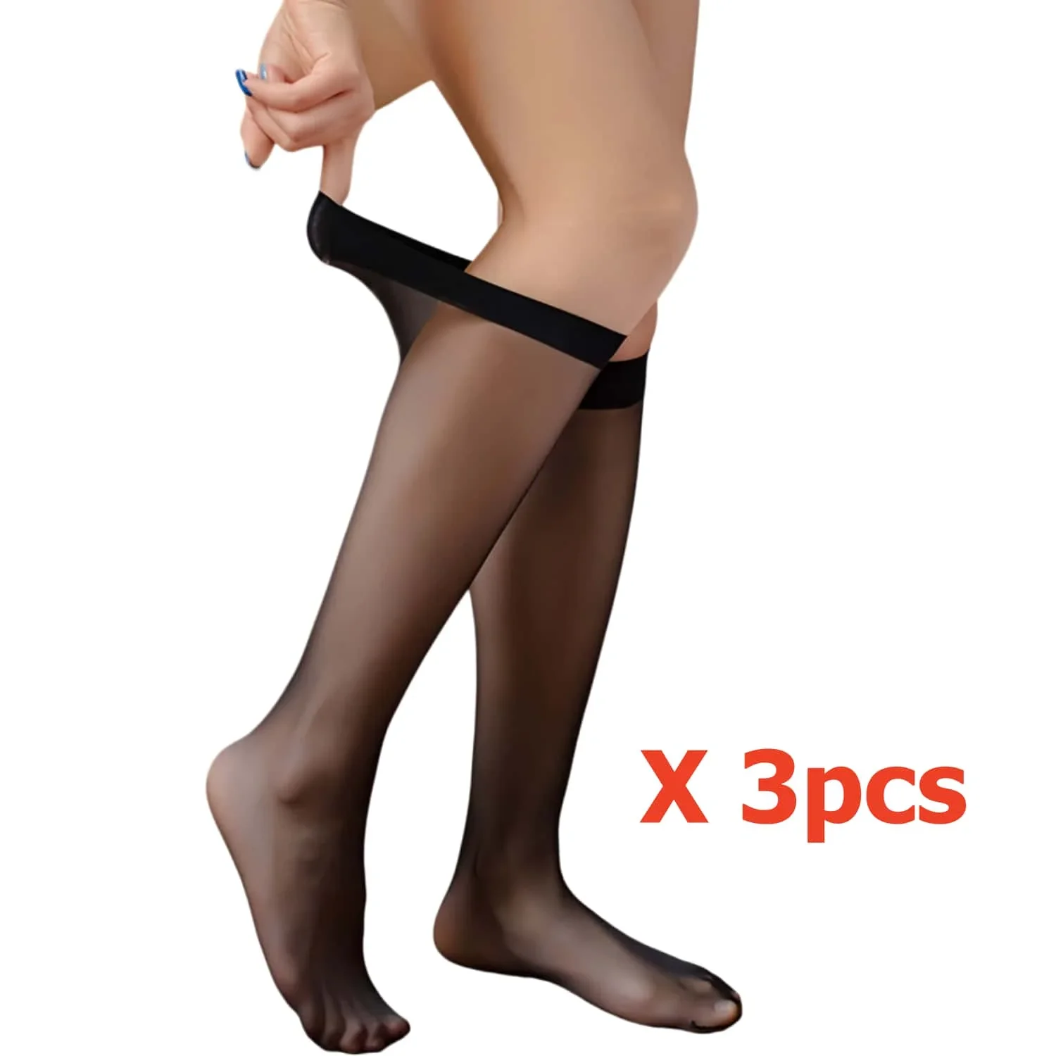 3 Paar/Set Damen Dünne Kristallseiden-Socken Transparente Glas-Mittelsocken Sexy Strümpfe Sommer-Socken Atmungsaktive Wadensocken – Detail 1