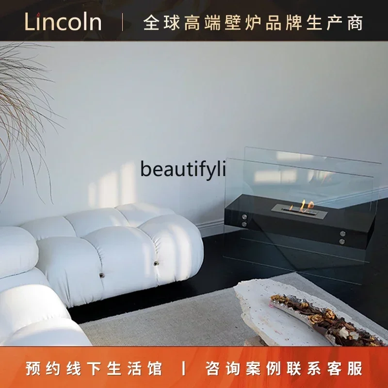 CC Nordic modern  fireplace TV wall custom indoor real flame ornament ethanol