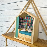 Miniature Bookshelf Ornament Beautiful Anxiety Relief Bookshelf Innovative Exquisite Handcrafted Decoration for Living Rooms
