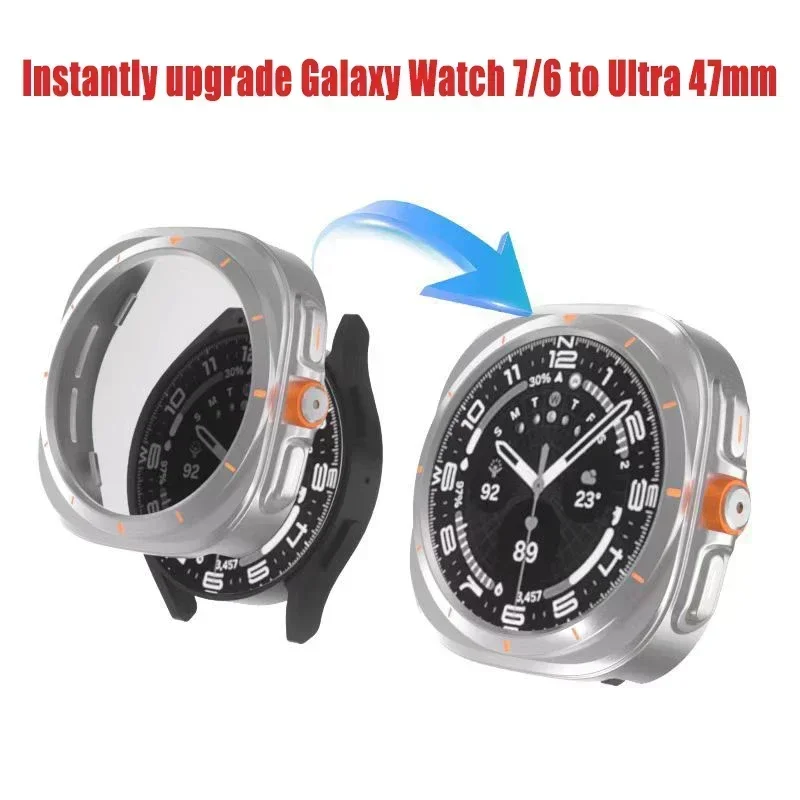 Change To Ultra Case+Band for Samsung Galaxy Watch 7 6 40mm 44mm Upgrade To Galaxy Watch 7 Ultra Tempered Glass Screen Protector