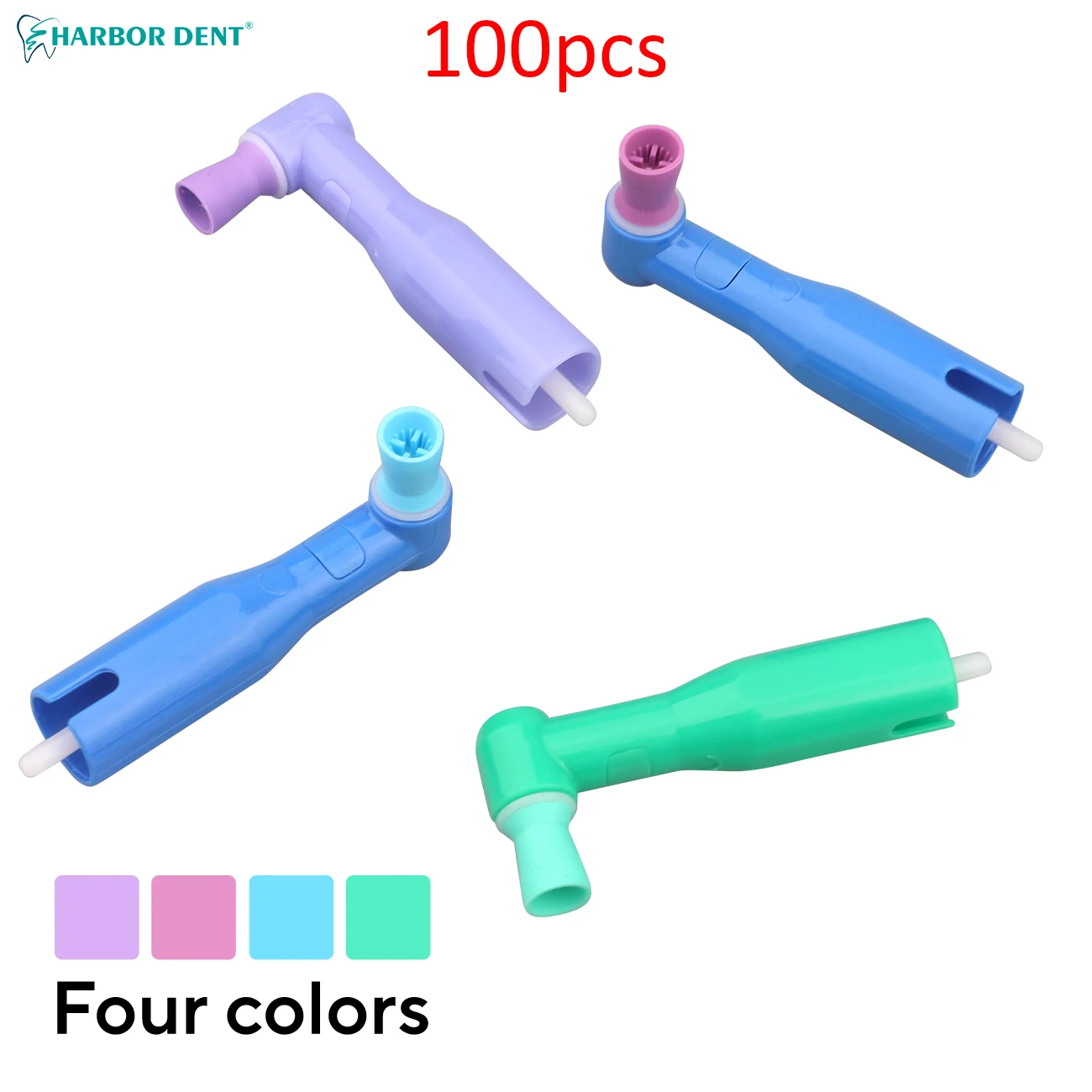100Pcs Dental Disposable Prophy Angles Soft / Firm Cups Contra Angle 90° Latex Free Top Quality Four Colors
