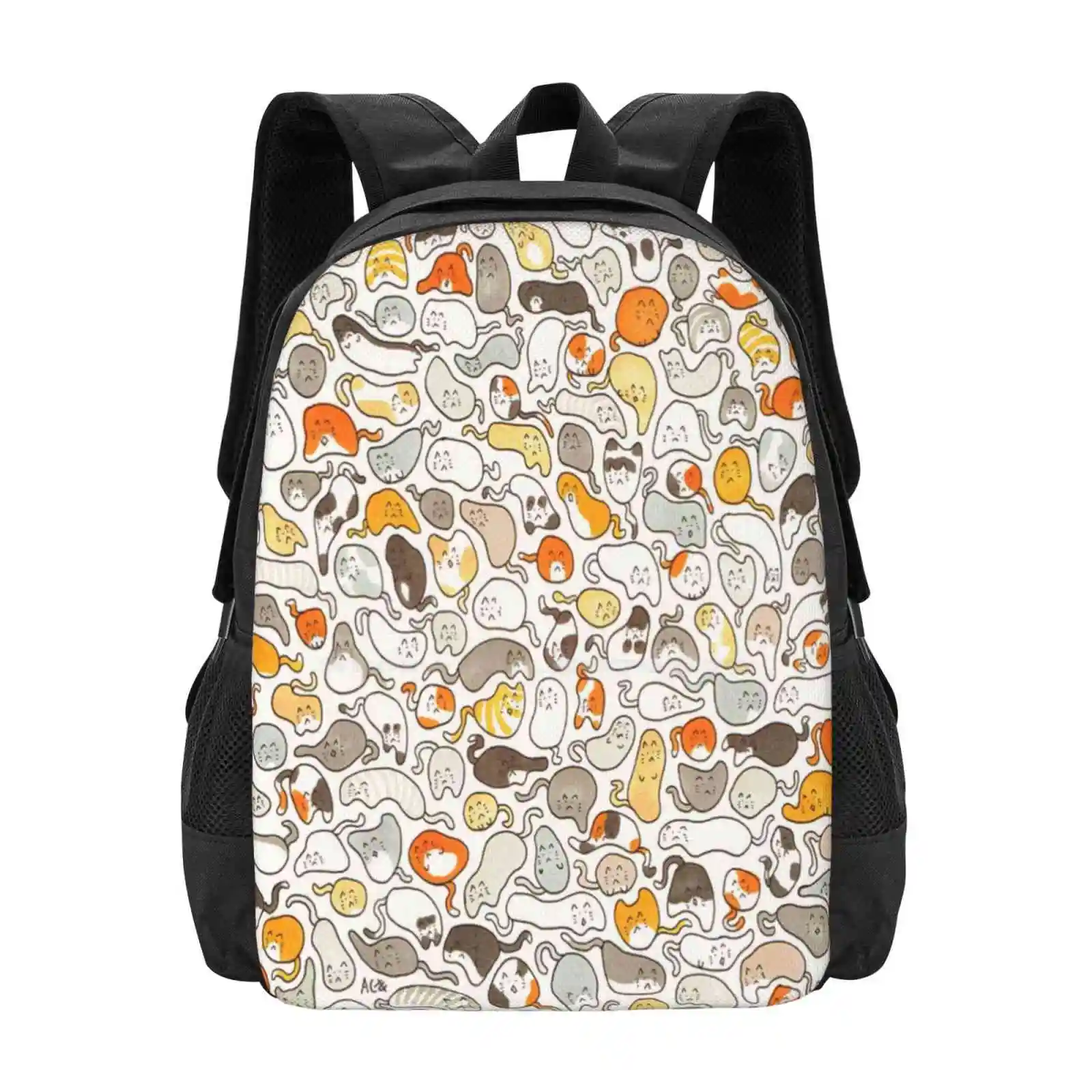 Bolso con diseño de dibujos de gatos, mochila para estudiantes, bonito