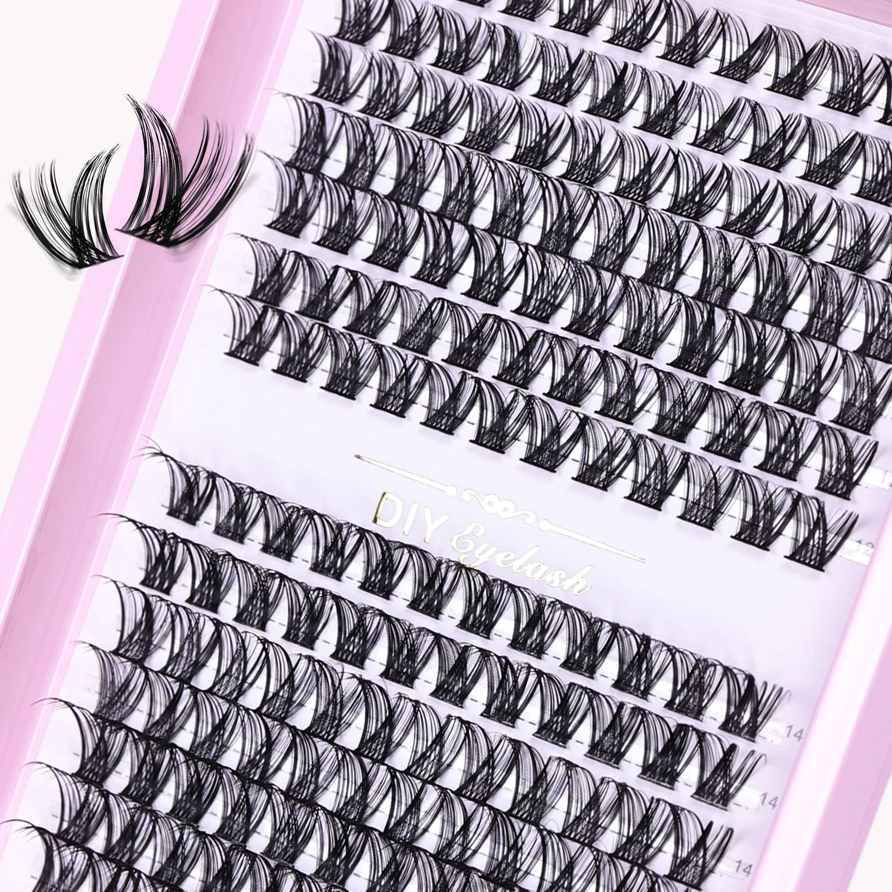 Lightweight Natural D Curl Individual Lashes 10-16mm Mixed Cluster Eyelashes Adjustable Length for All Eye Shapes