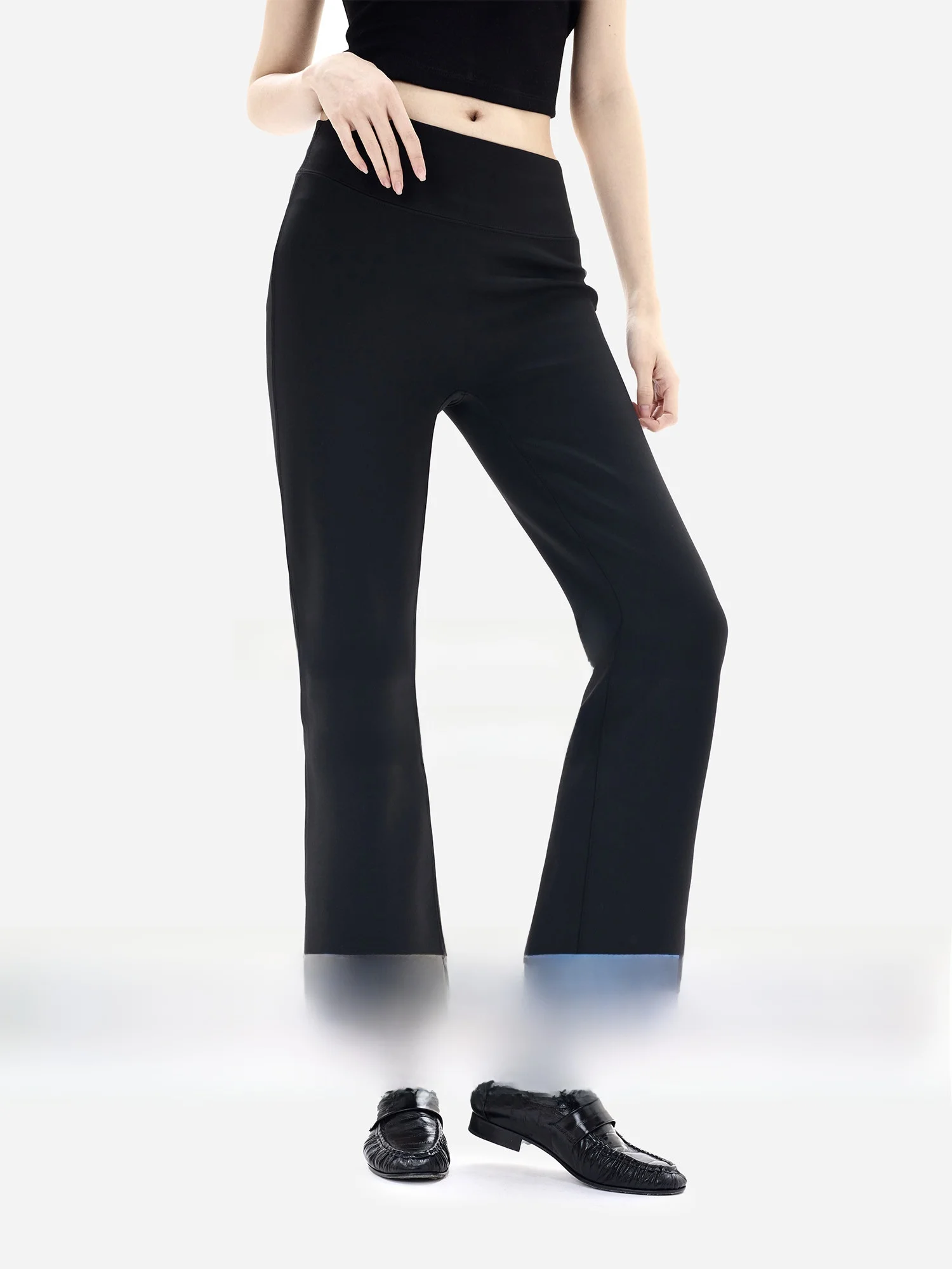 

eGuYue 3D базовый слой e Брюки-трубы Высокие плотные брюки с высокой эластичностью на подкладке и высокой талией Расклешенные брюки базового слоя