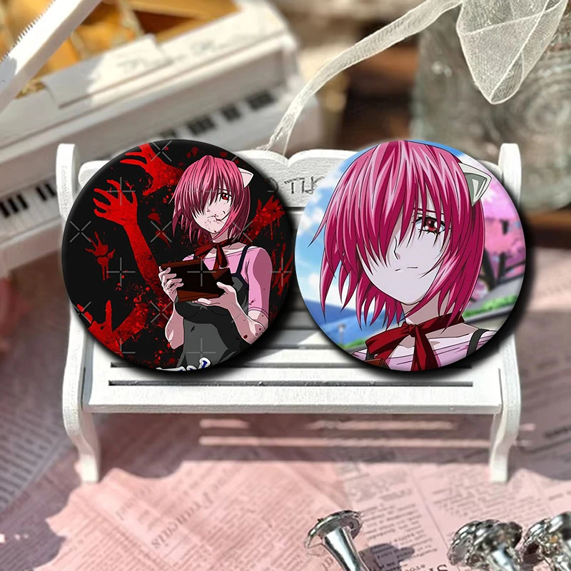 for Clothes Backpack Decoration Cartoon Badge Jewelry Accessories GiftsAnime E-Elfen Lied Round Pins Handmade 58mm Brooch