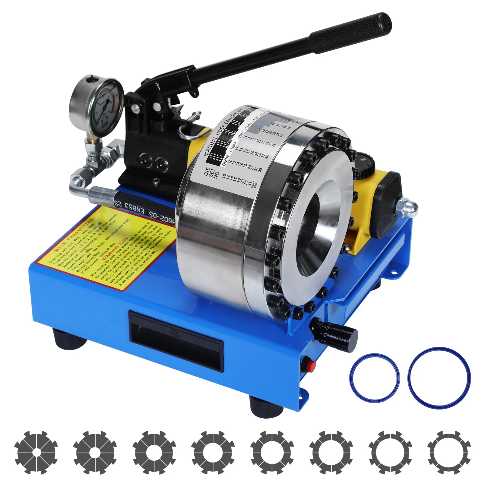 

Ручной гидравлический пресс для обжима шлангов с 8 наборами насадок, для сельскохозяйственной техники, с возможностью обжима различных диаметров
