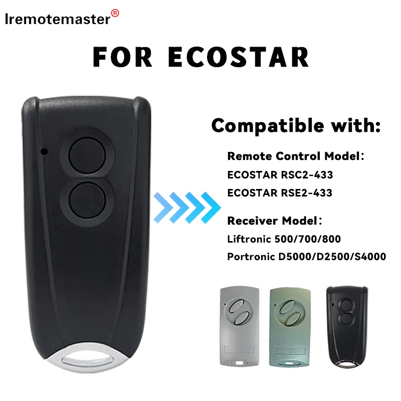 

Garage Door Remote Control Compatible With Ecostar RSC2 RSE2 RSZ1 433.92MHz Rolling Code Garage Gate Openers