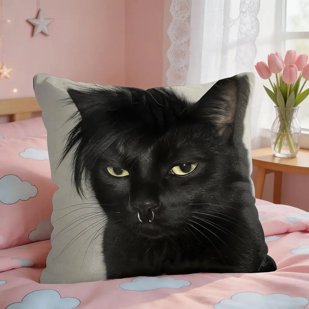 Handsome Fashion Pretty Cat Cushion Cover Square Short Plush Pillow Case Living Room Sofa Home Decor Funda 40X40