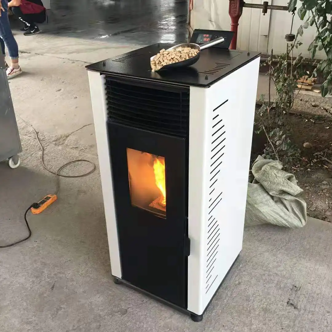 Modern Indoor Pellet Stove Freestanding Wood Burning Stainless Steel 220V PLC Components