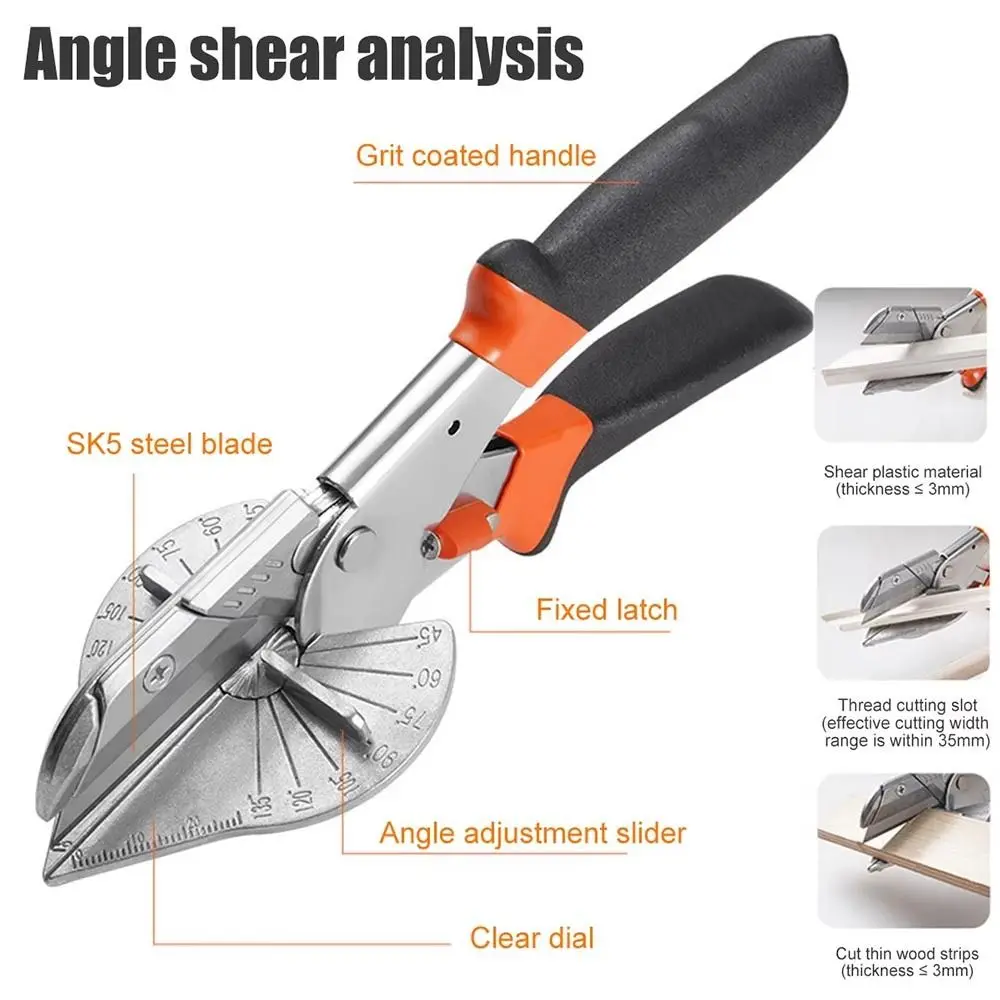 

1Pcs 45-135 Degree Multi Angle Miter Shear Adjustable With Replacement Blades Duct Pipe Cutter Sharp Blade Trunking Shears