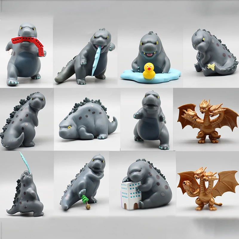 

12pcs/set Cartoon Godzilla Movie Monster Series Doll 10cm Cuet Q Version Godzilla Action Figure Model PVC Car Ornament Anime Toy