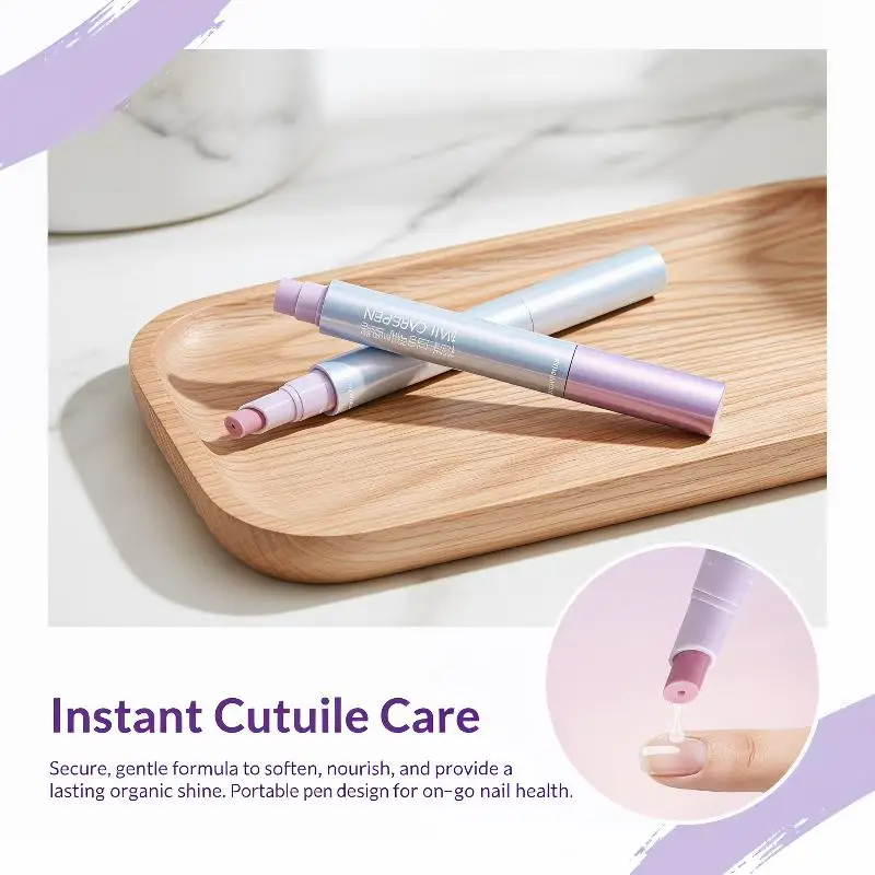 Advanced 3in1 Nail Oil Pen with Cuticle Pusher and Ceramic Tip for Quick Restoration of Dry Damaged Nails
