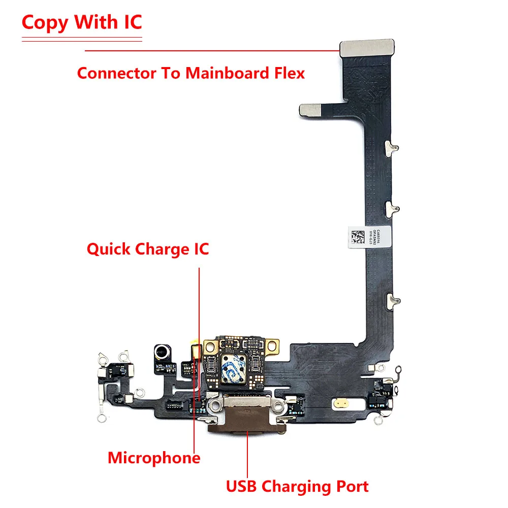 New With IC Board USB Charging Port Flex For Iphone 11 Pro Max Dock Charge Conector Mic Microphone headphone Jack Flex Flex