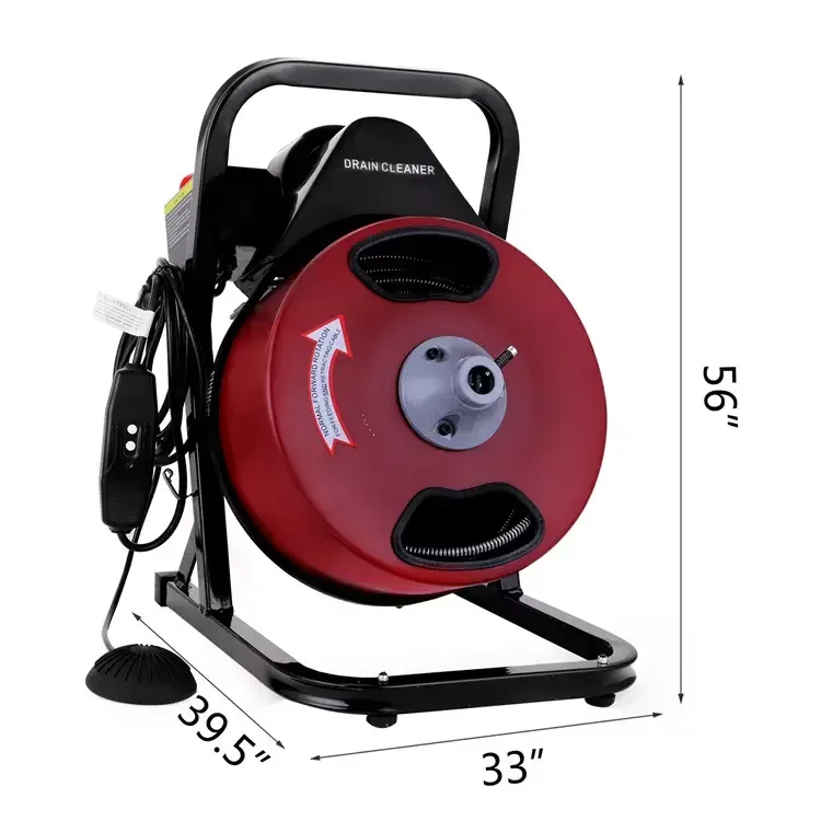 Sewer Snake Drill Drain Auger Cleaner 50FT Long 1/2'' Wide Electric Drain Cleaning Machine