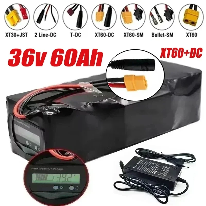 

36V Battery 10S4P 60Ah Battery Pack 500W High Power Battery 42V 60000mAh Ebike Electric Bicycle xt60 BMS with Capacity Indicator