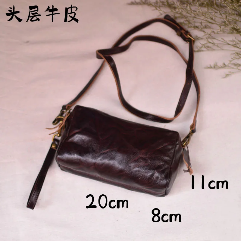AETOO Men\'s crossbody leather vintage bag horizontal personality first layer cowhide fold personality design outdoor business t