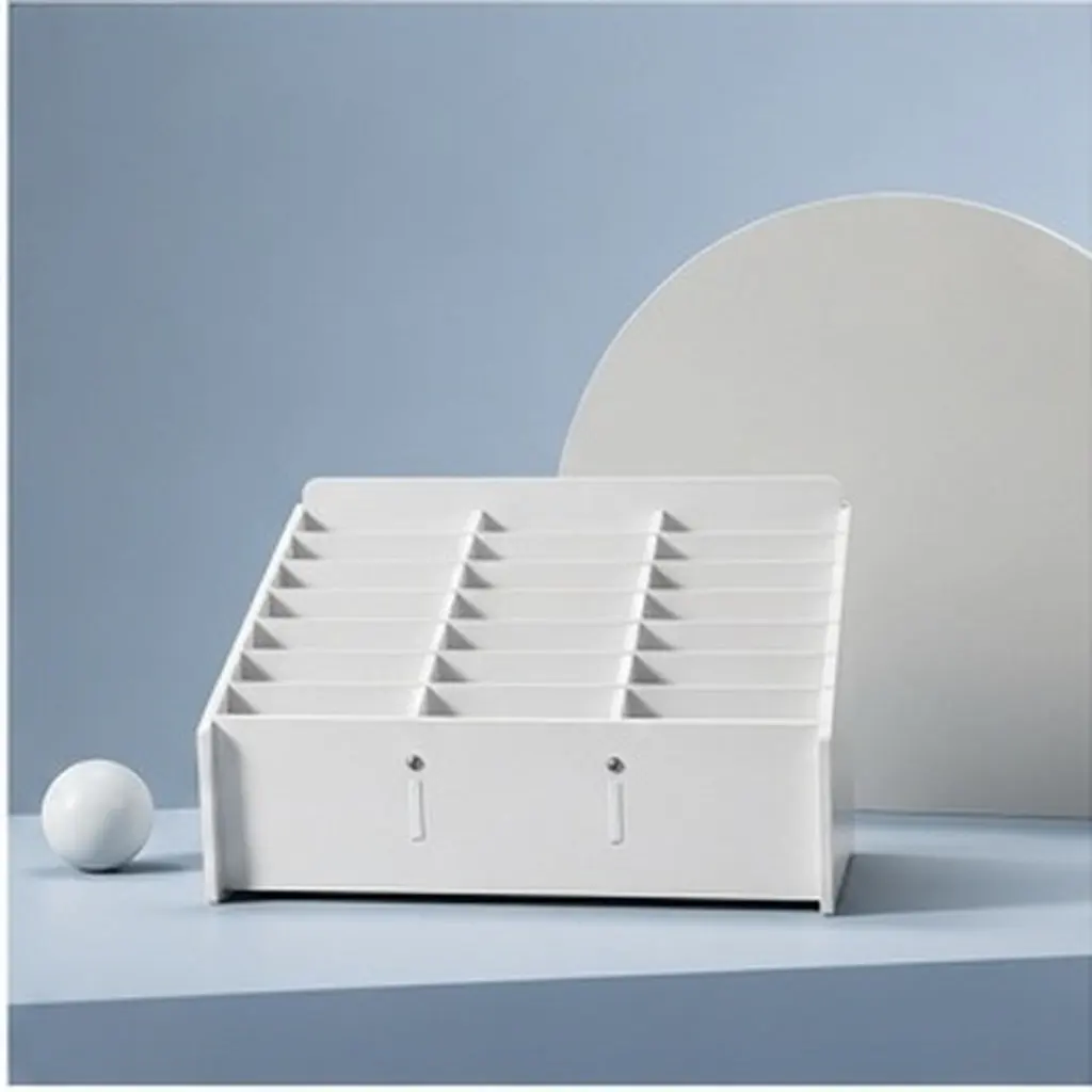 Cell Phone Organizer Box 24 Slots Rustic Wooden Desktop Storage Board Mobile Device Management School Classroom Office