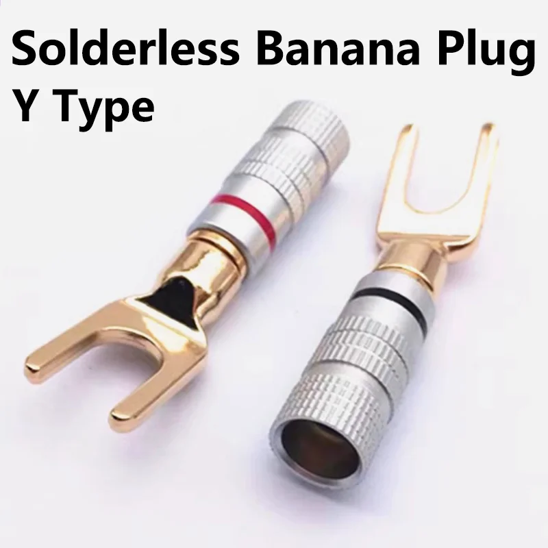 

10pcs Banana Plug Socket Y Type Audio Adapter Gold Plated Connector With Metal Sheath