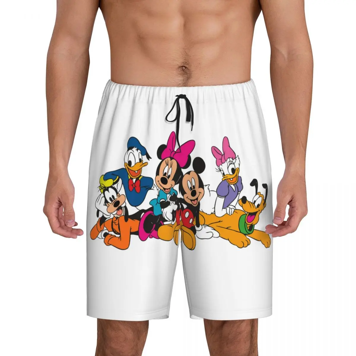 

Custom Mickey Mouse Donald Duck Pajama Shorts for Men Sleepwear Lounge Bottom Stretch Sleep Short Pjs with Pockets