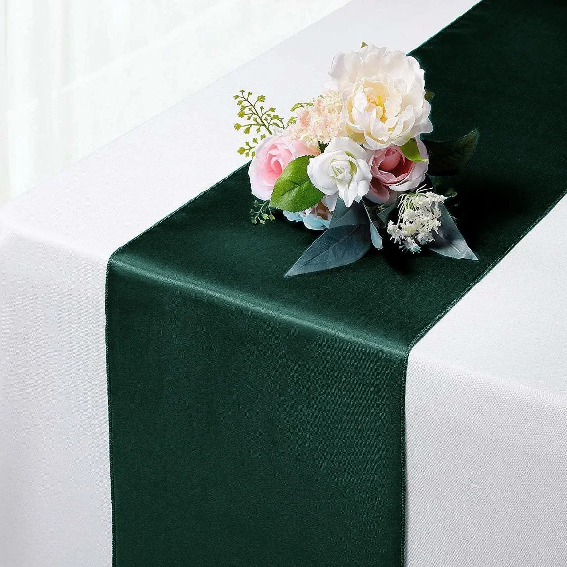 Satin Table Runner for Wedding Banquet, Bright Dining Table Cloth, Romantic Table Decorations, Solid Color, 10PCs, 30cm x 275cm