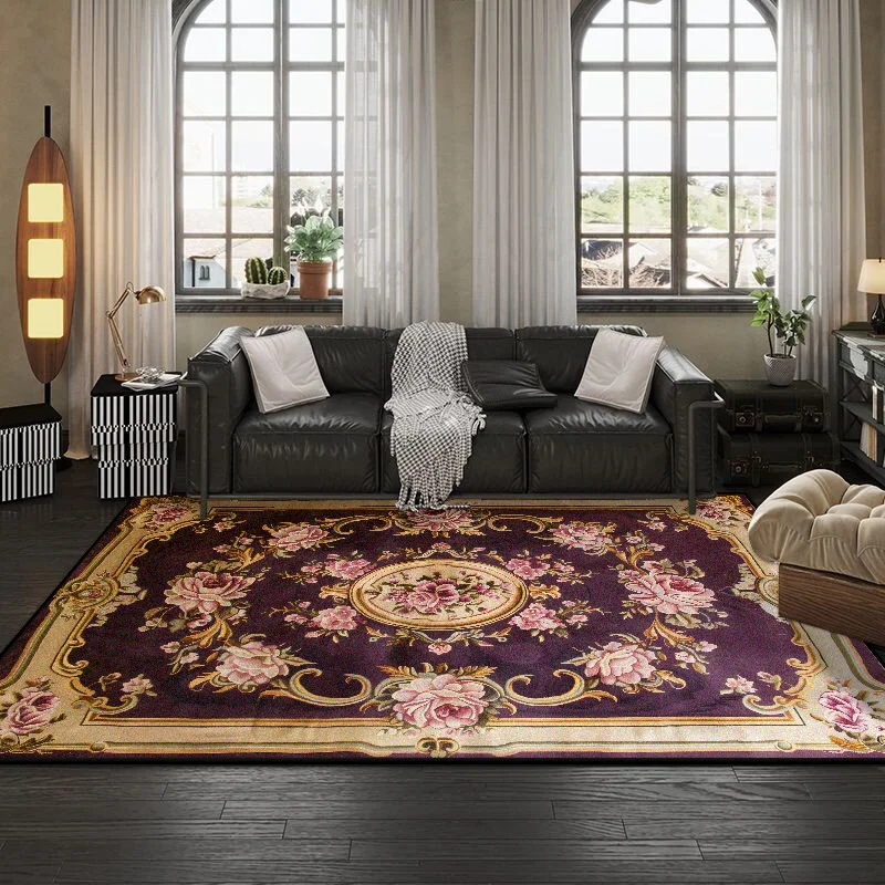 European Style Flower Plant Living Room Carpet Luxury Decoration Home Sofa Area Soft Floor Mats Bedroom Cloakroom Non-slip Rug