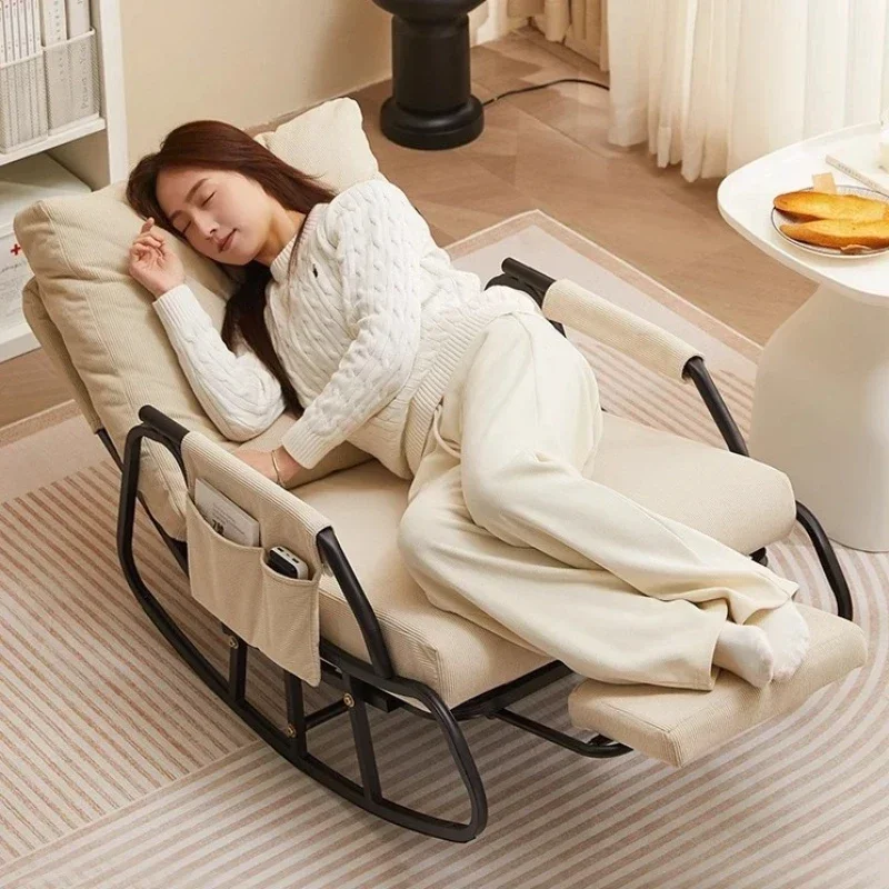 Factory Multi-functional Lazy Sofa Rocking Chair Adult Recliner Lunch Break Rocking Chair Adult Sleeping Lounge Chair