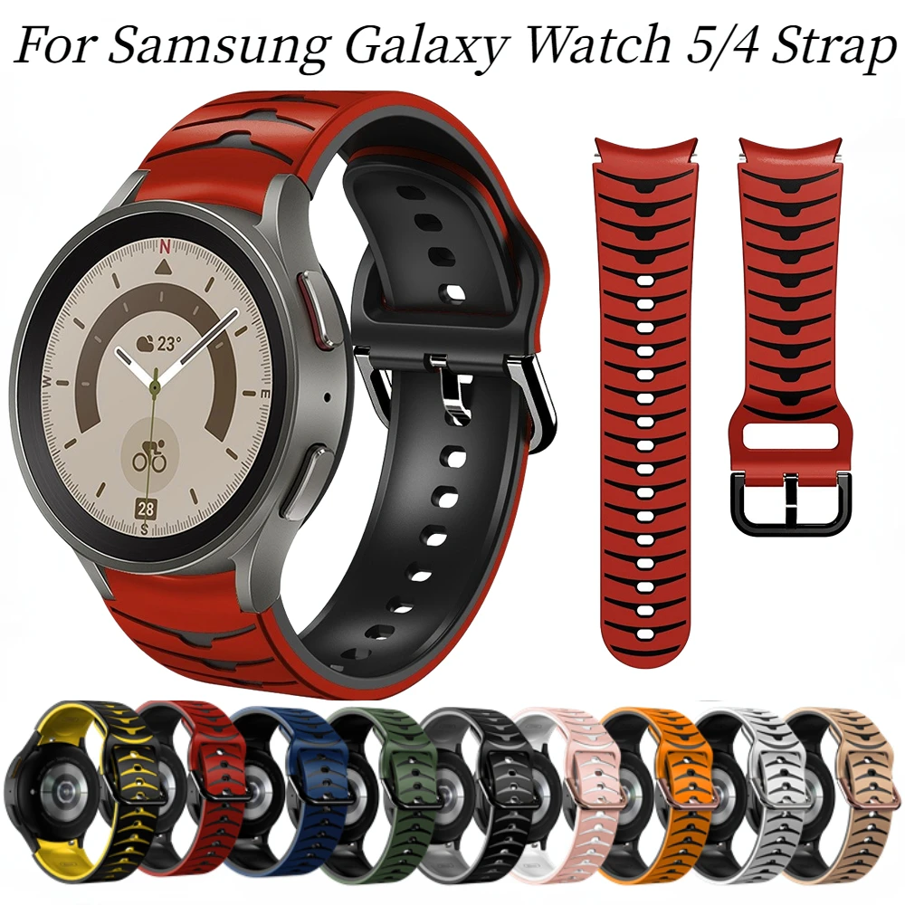 Two-color Silicone Strap for Samsung Galaxy Watch 7/6/5/4 44mm 40mm/Pro 45mm Bracelet Samsung Watch 6/4 Classic 47mm 43mm Strap