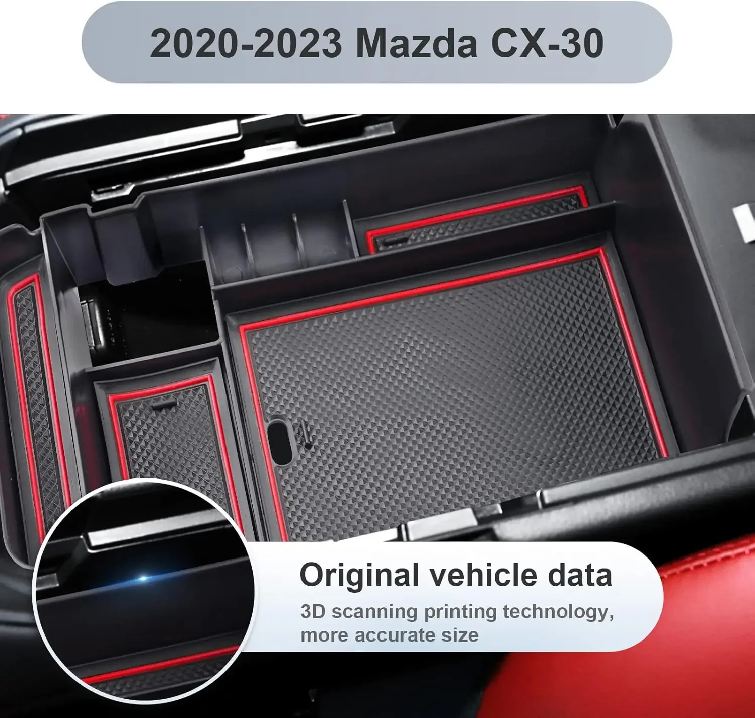 Car Accessories Central Armrest Box Storage Box Black ABS Interior Tray For Mazda CX-30 2020-2024 Door Container Tray Storage