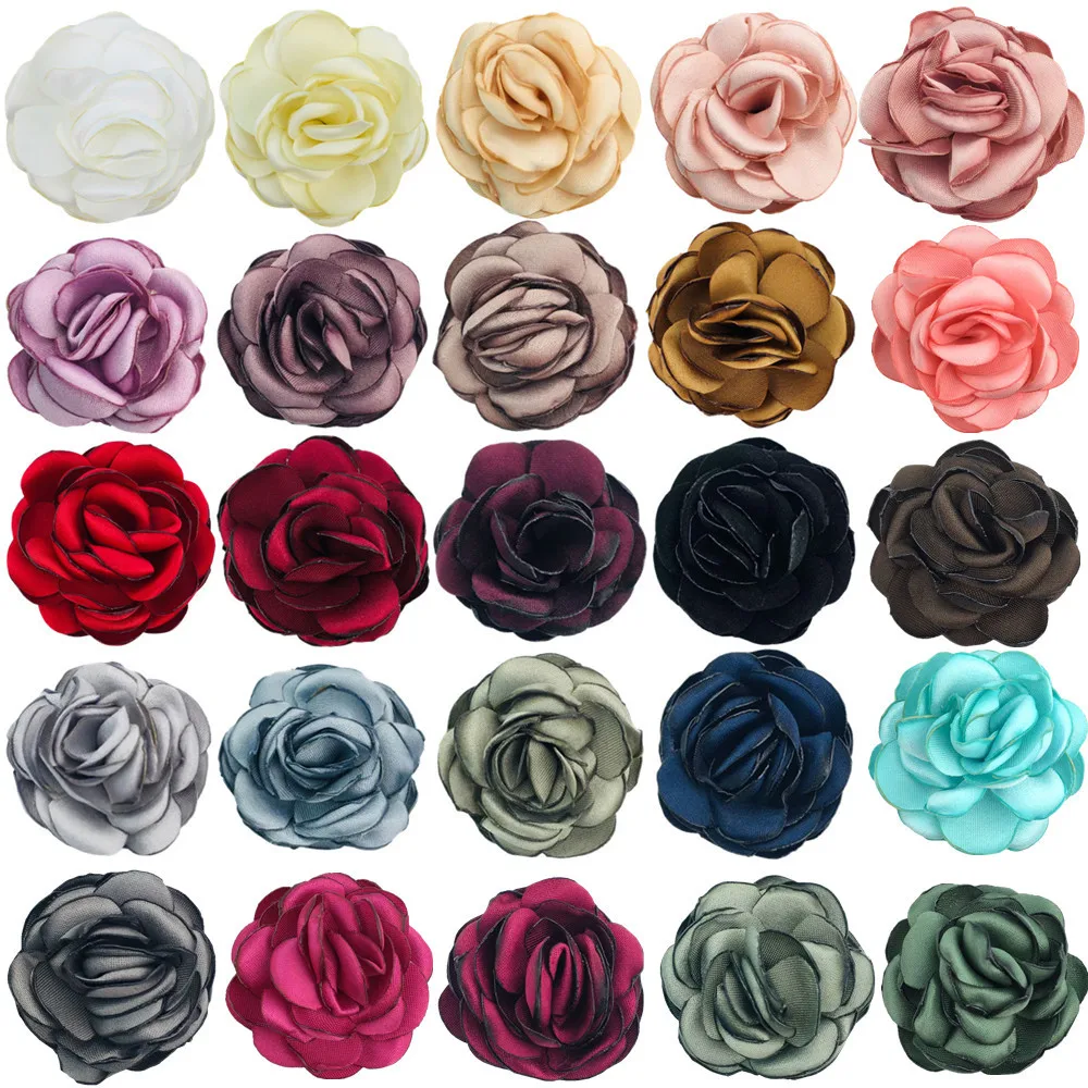 

500pcs Wholesale 4cm Burnt Edge Rose Wedding Bud Accessories Scrunchie Neck Flower Spot