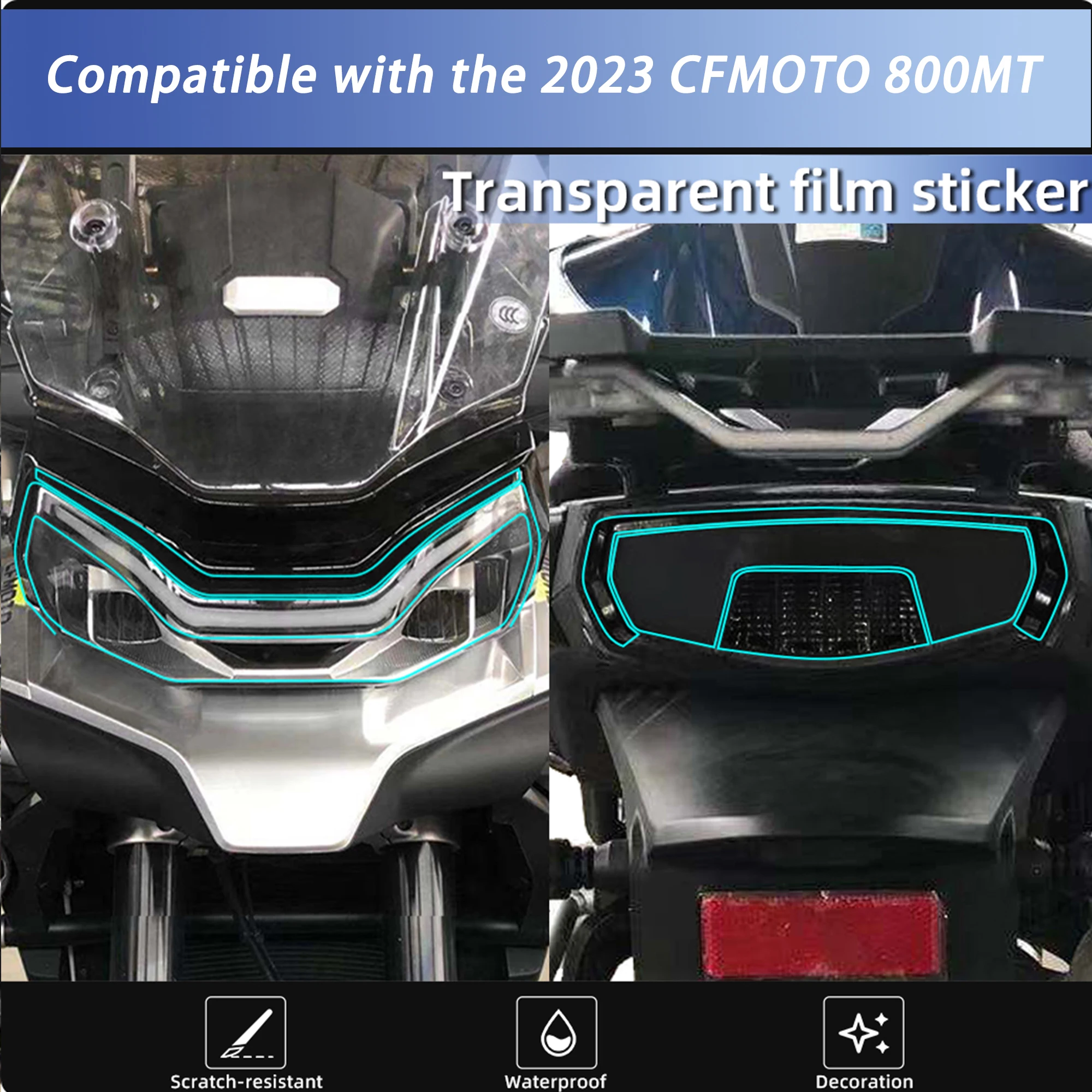 Motorcycle Headlight Dashboard Transparent Protective Film Compatible with CFMOTO 800MT, Self-healing Screen Sticker Accessories