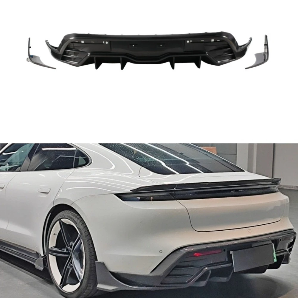 Body Kit Modification PK Style Dry Carbon Fiber Parts, Rear Bumper Lip Diffuser, Rear Lip Suitable for Taycan