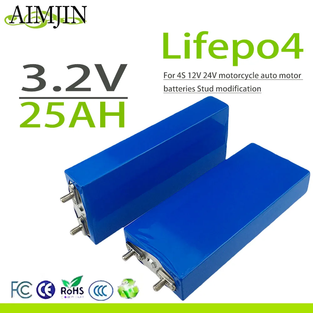 

LiFePO4 3.2V 25Ah phosphate 25000mAh battery for 4S 12V 24V motorcycle auto motor batteries Stud modification