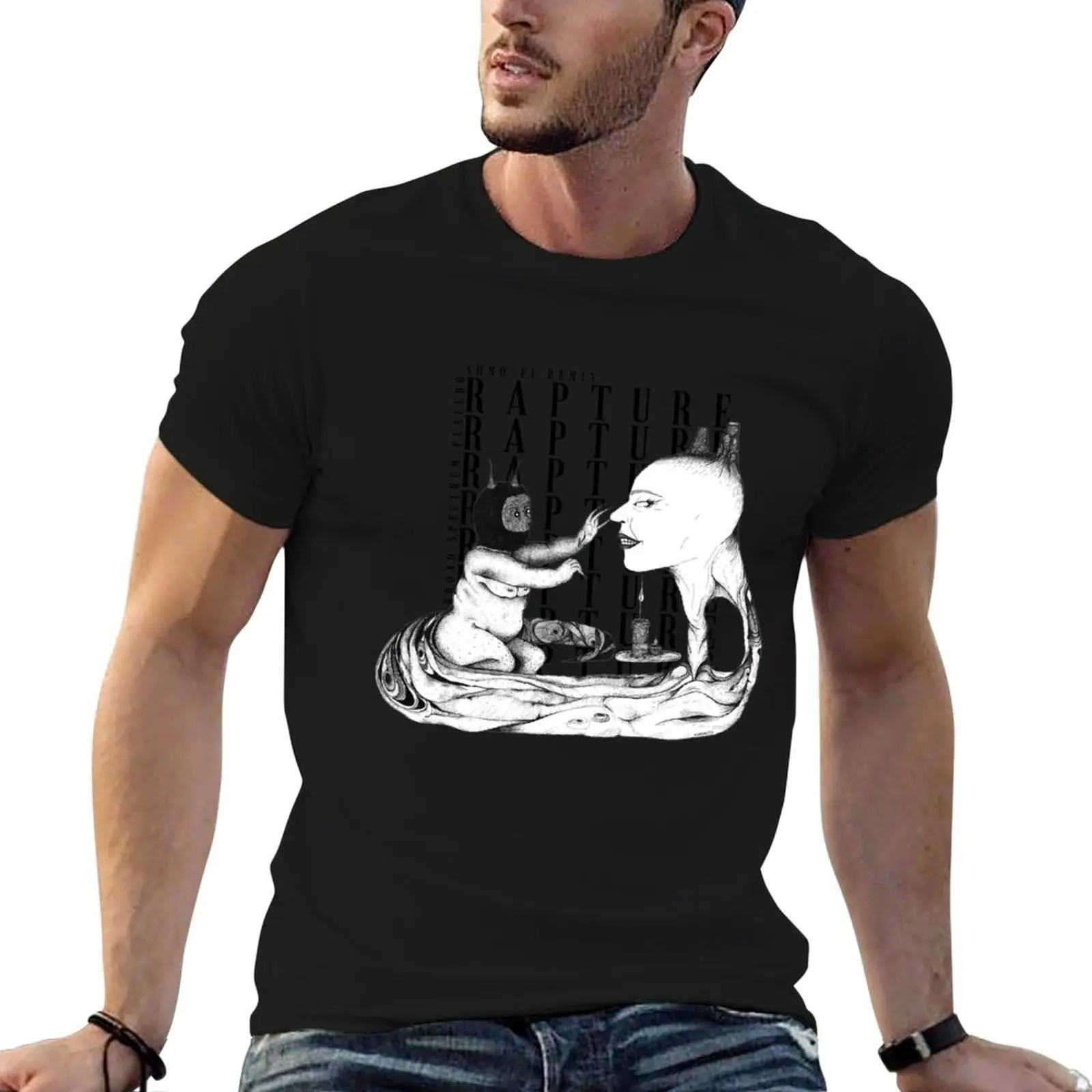 T-shirt Rapture BLK, pack de t-shirts en coton, t-shirts amusants, t-shirts en coton 100%