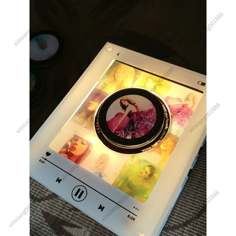 For Magnetic Fridge Magnet Night Light NFC Photo Album Player Acrylic Refrigerator Decor Lamp