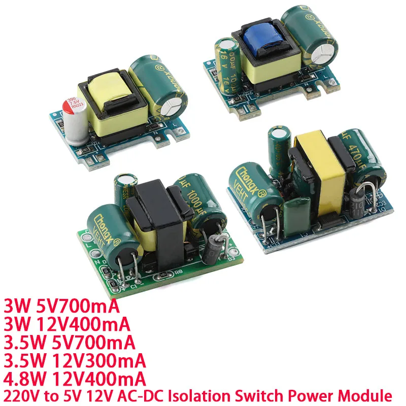 10Pcs/1pc AC-DC 5V 700mA 12V 300mA 3W 3.5W Isolated Switch Power Supply Module Buck Converter Step Down Board 220V turn 5V/12V