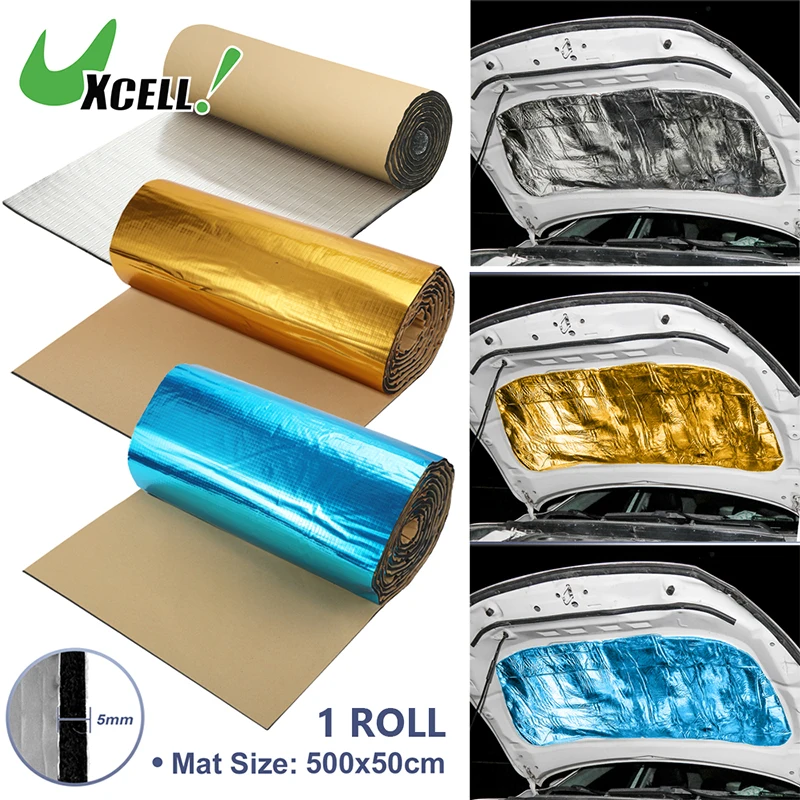 

UXCELL 1 Roll 500x50cm Car Sound Deadening Mat Aluminum Foil Heat Shield Material Universal Car Sound Deadener Noise Insulation