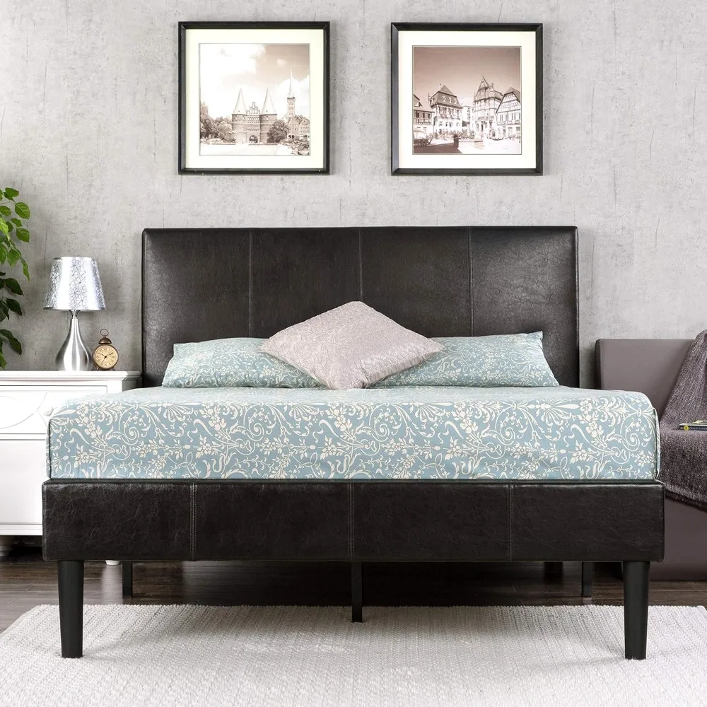 

Gerard Faux Leather Upholstered Platform Bed Frame Mattress Foundation, Wood Slat Support, No Box Spring Needed, King, Espresso