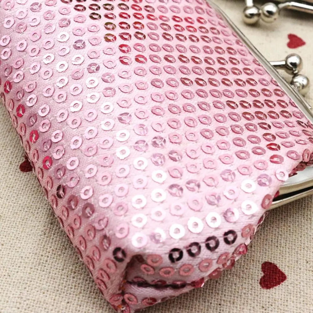 Elegant Card Holder Sequin Coin Purse Storage Bag Kiss Clasp Lock Small Purse Bag Keyring Shiny Clutch Lipstick Bag Outdoor