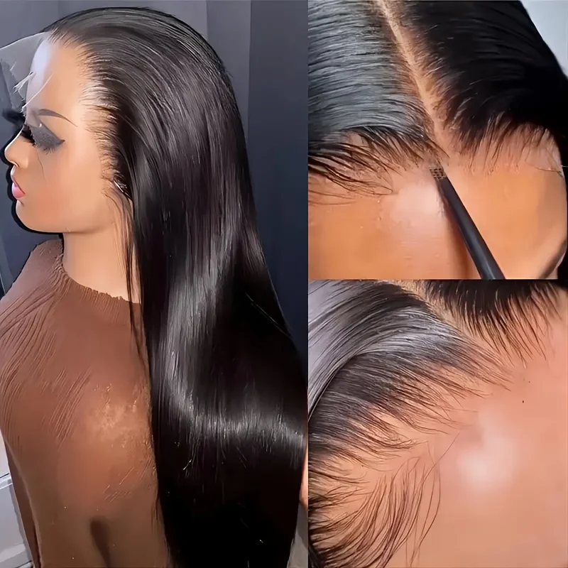 13 X 4 Lace Front Wig 180 Density High-Definition Lace Synthetic Fiber Wig for Women, Long Straight Hair, Heat-Resistant Fiber