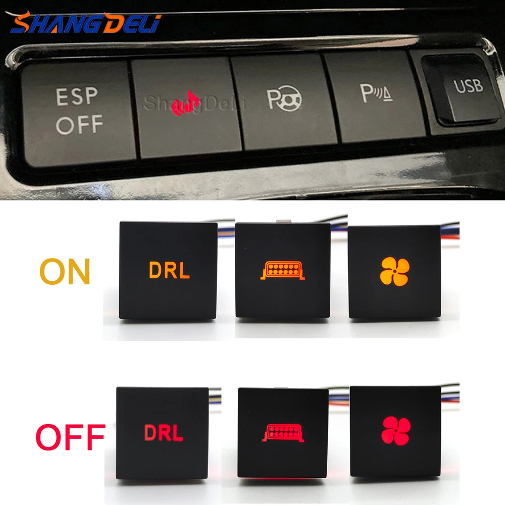 1PC LED DRL Spotlights Packing Radar Music Power On Off Camera Switch Button For Volkswagen Golf 6 Jetta 5 MK5 EOS Scirocco