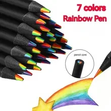 Rainbow Color Pencils for Kids, Concentric Gradient Crayons, Art Painting, Drawing Stationery, 10 PCs/Set, 7 Colors, Kawaii Ekg