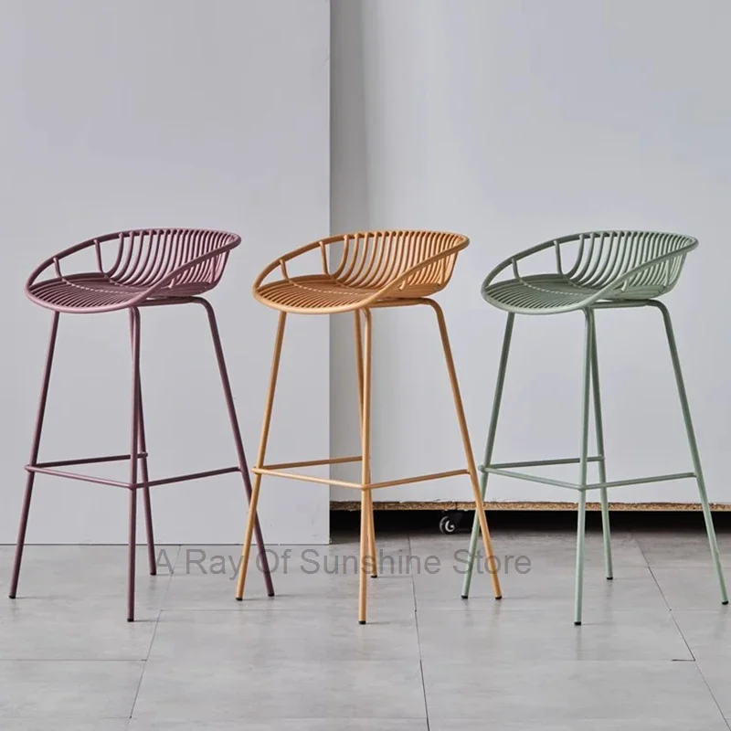 

Manicure Minimalist High Bar Stools Home Designer Nordic Bar Stools Chair Metal Dining Taburete Cocina Outdoor Bar Furniture WZ