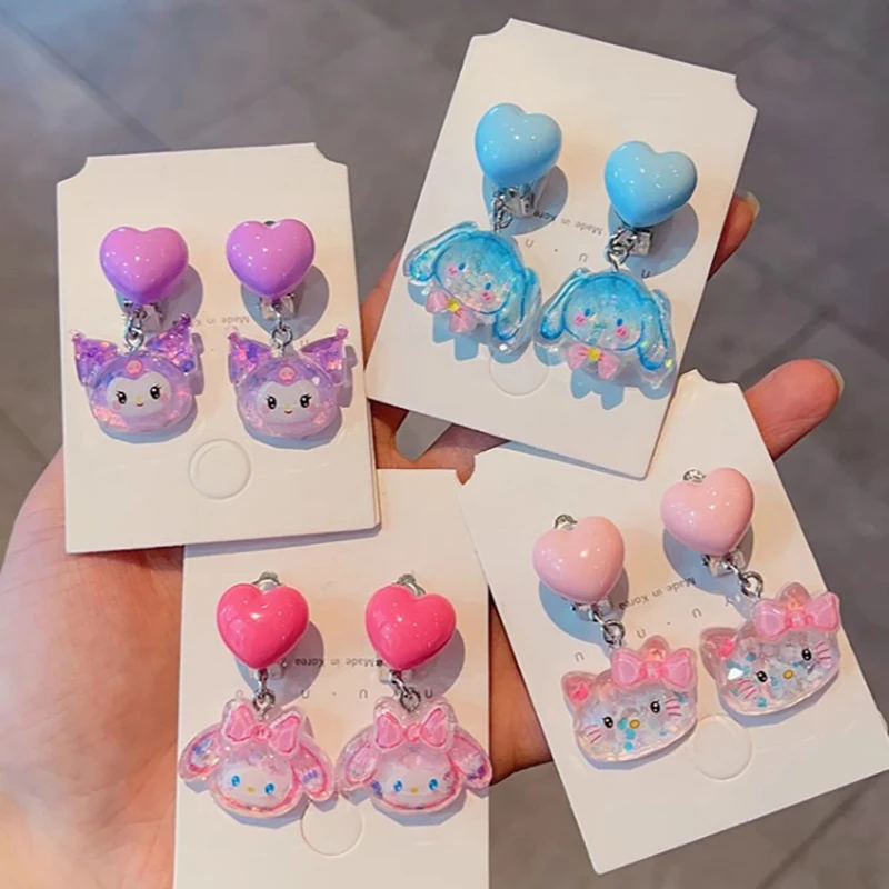 1Pair Cartoon Cute Anime Ear Clips For Women Girls Fashion No Piercing Pendant Ear Clips Party Jewelry Accessories Gifts